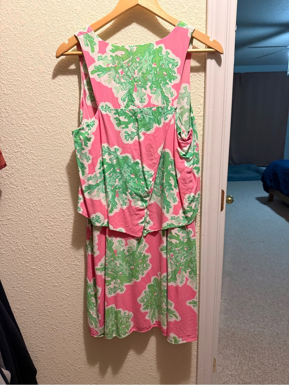 crown & ivy Pink and Green Printed High-Low Sleeveless Dress - Picture 4 of 4